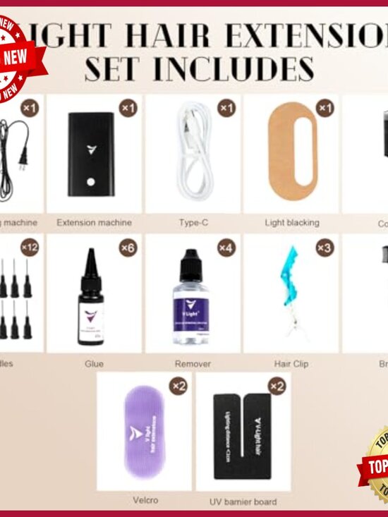 Professional Hair Extension Kit with Machine, Glue, Remover & Combs main image 5
